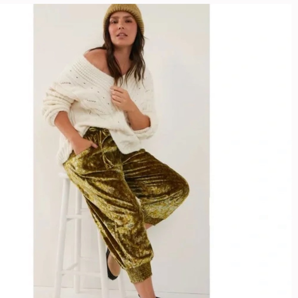 Anthropologie Gloria Velvet Joggers Size M